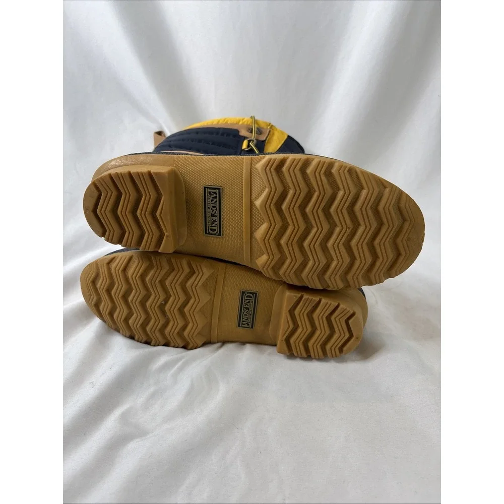 Lands' End Men's 10D‎ Waterproof Snow Rain Duck Boots Sherpa Lined Blue Yellow - Picture 9 of 10
